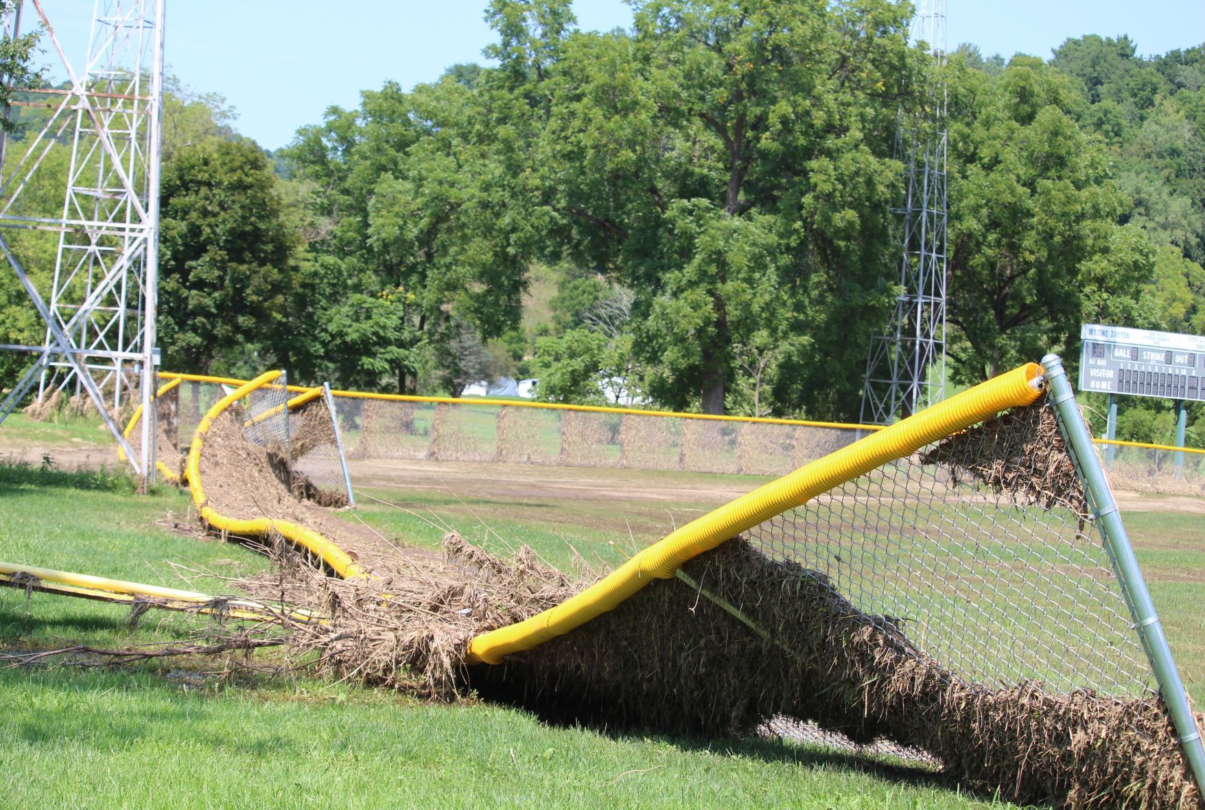 Flooding Coon Valley ballfield fence